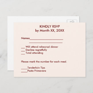 Cartão Postal De Convite Cartão-postal de casamento RSVP de Noivas e Grupos