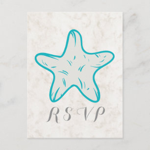 Cartão Postal De Convite Cartão-postal de casamento RSVP de Starfish Rustic