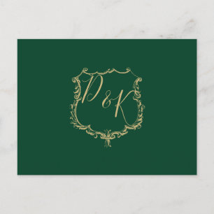 Cartão Postal De Convite Cartão-postal de Casamento Verde de Casamento Dour