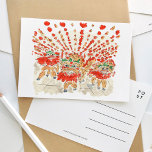 Cartão Postal De Convite Cartão-postal de Dança de Leão Chinês<br><div class="desc">Um cartão-postal de aquarela lindamente pintado com A dança do leão chinês,  celebrando alegria e felicidade.</div>