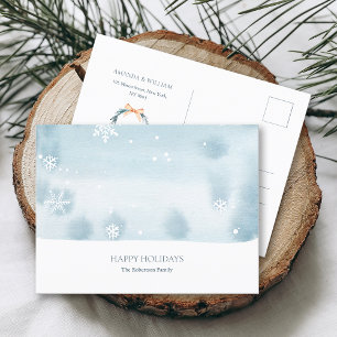 Cartão Postal De Convite Cartão-postal de Natal Dusty Blue Snowflake