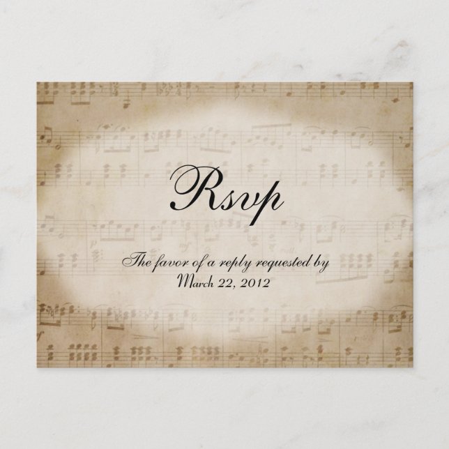 Cartão Postal De Convite Cartão-postal de opções de Janto RSVP de Música (Frente)