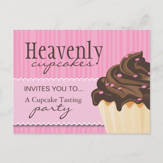 Cartão Postal De Convite Cartão-postal de padaria rosa-claro (Frente)