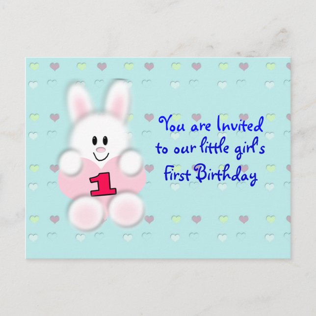 Cartão Postal De Convite Cartão-postal de Primeiro Aniversário (Frente)
