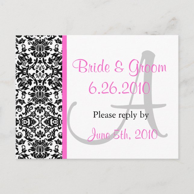 Cartão Postal De Convite Cartão-postal de resposta Damask (Frente)