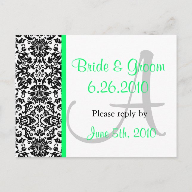 Cartão Postal De Convite Cartão-postal de resposta Damask (Frente)