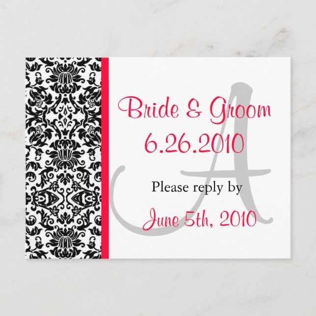 Cartão Postal De Convite Cartão-postal de resposta Damask (Frente)