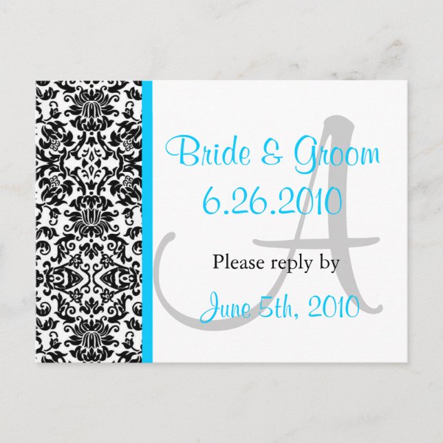 Cartão Postal De Convite Cartão-postal de resposta Damask (Frente)