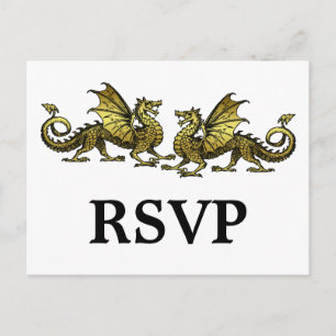 Cartão Postal De Convite Cartão-postal de resposta Elegante Dourado