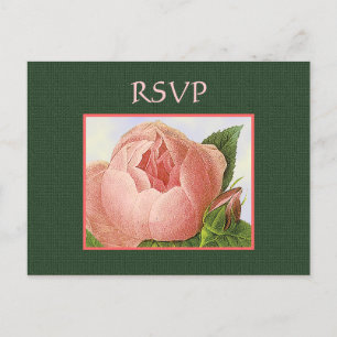 Cartão Postal De Convite Cartão-postal de RSVP Botânico Rosa