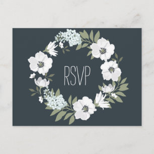 Cartão Postal De Convite Cartão-postal de RSVP de Casamento Floral com Coro