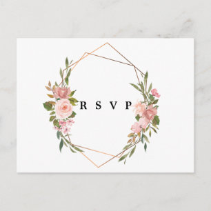 Cartão Postal De Convite cartão-postal de RSVP de casamento floral geométri
