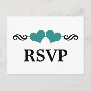 Cartão Postal De Convite Cartão-postal de RSVP Elegante, Teal