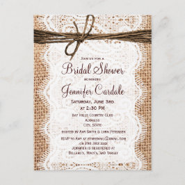 Cartão Postal De Convite Cartão-postal do Chá de panela Burlap Rustic
