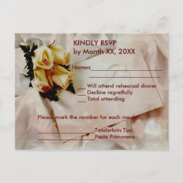 Cartão Postal De Convite Cartão-postal do ensaio RSVP de Rosas Amarelas do