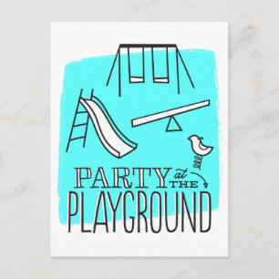 Cartão Postal De Convite Cartão-postal do Partido Playground - Aqua