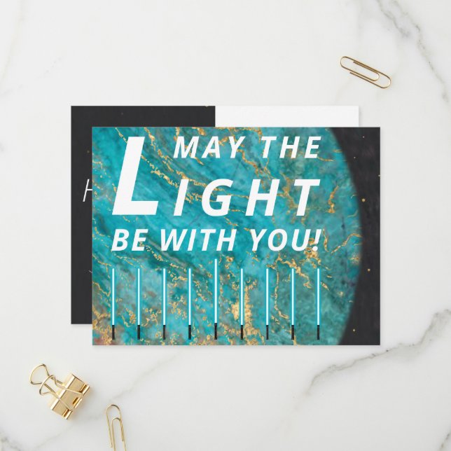 Cartão Postal De Convite Cartão-postal padrão das luzes Hanukkah (Frente/Verso In Situ)