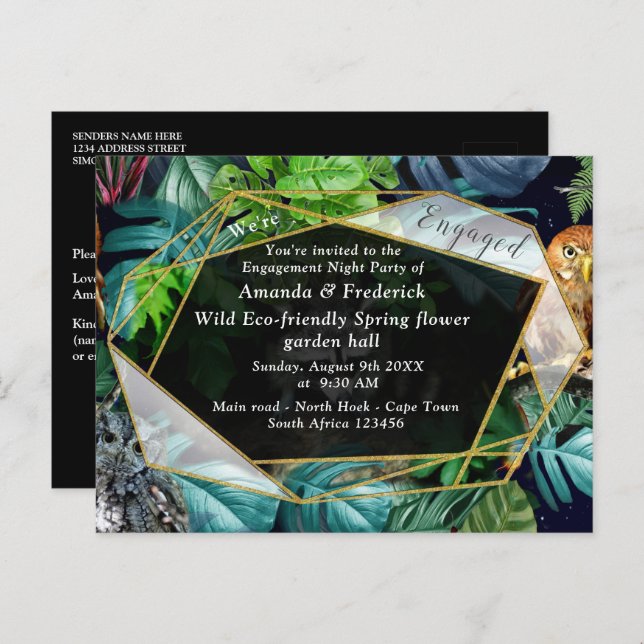 Cartão Postal De Convite Cartão-postal para comemoração noturna (Frente/Verso)