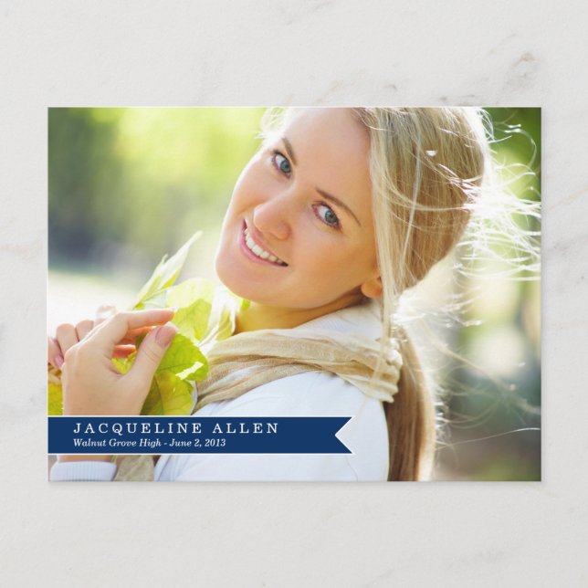 Cartão Postal De Convite Cartão-postal para graduação em fita simples (Frente)