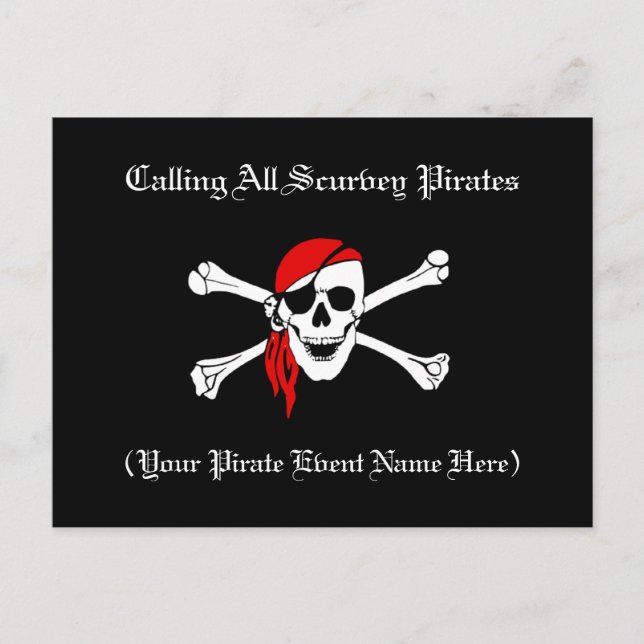 Cartão Postal De Convite Cartão-postal Pirate Invite (Frente)