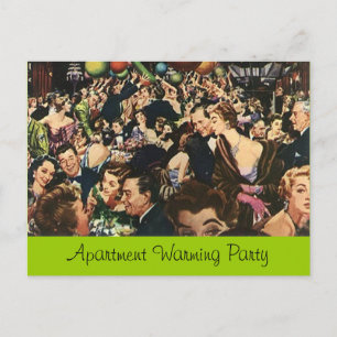 Cartão Postal De Convite Cartão-postal Retro Housearming Party Bash Crowd