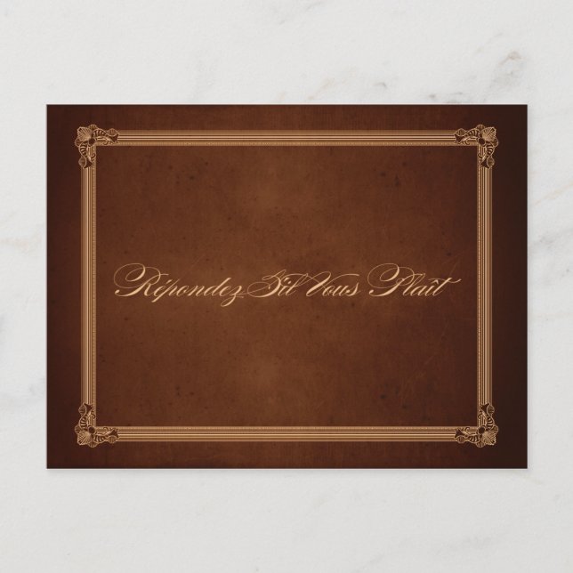 Cartão Postal De Convite Cartão-postal Rich Brown Wedding RSVP poster vinta (Frente)