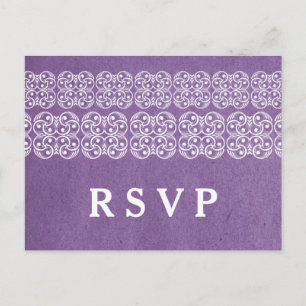 Cartão Postal De Convite Cartão-postal RSVP Boêmian Moderno Purple