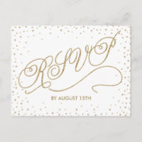 Cartão-postal RSVP Branco de Rico de Estrelas Dour