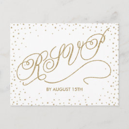 Cartão Postal De Convite Cartão-postal RSVP Branco de Rico de Estrelas Dour