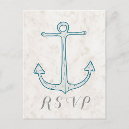 Cartão Postal De Convite Cartão-postal RSVP de Casamento de Âncora Russo Re