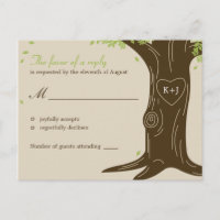 Cartão-postal RSVP de Casamento de Árvore de Oak