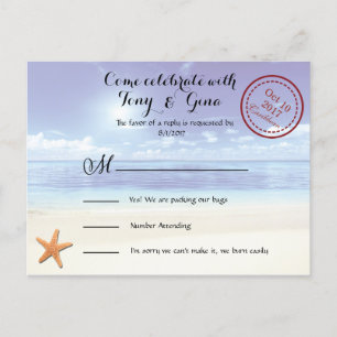 Cartão Postal De Convite Cartão-postal RSVP de Casamento de Destino do Drea