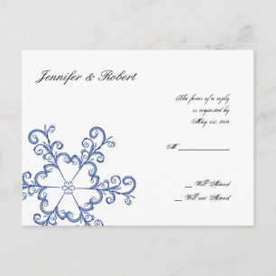 Cartão Postal De Convite Cartão-postal RSVP de Casamento de Neve do Coração