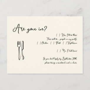 Cartão Postal De Convite Cartão-postal RSVP de Casamento de Script Engraçad
