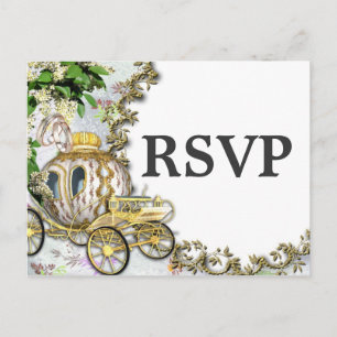 Cartão Postal De Convite Cartão-postal RSVP de Casamento de Tema da Carruag