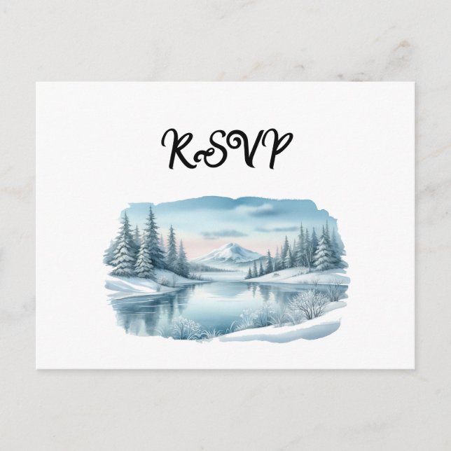 Cartão Postal De Convite Cartão-postal RSVP de Casamento do Lago de Inverno (Frente)