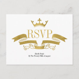 Cartão Postal De Convite Cartão-postal RSVP de Casamento Dourado Clássico d