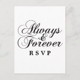 Cartão Postal De Convite Cartão-postal RSVP de Casamento Ebony Always & For