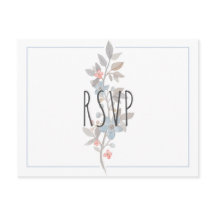 Cartão-postal RSVP de Casamento Floral Azul Botâni