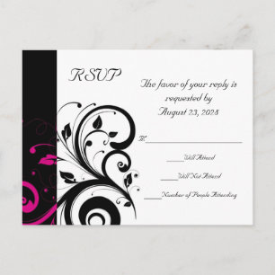 Cartão Postal De Convite Cartão-postal RSVP de Casamento Inverso Preto +Bra