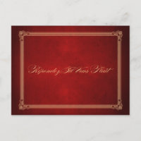 Cartão-postal RSVP de Casamento Vermelho Profundo