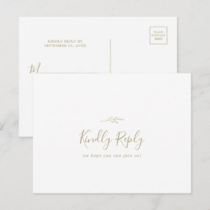 Cartão Postal De Convite Cartão-postal RSVP de Escolha Dourada Mínima de Fo
