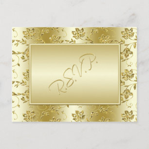 Cartão Postal De Convite Cartão-postal RSVP de Glitter Dourado (NÃO ajustad