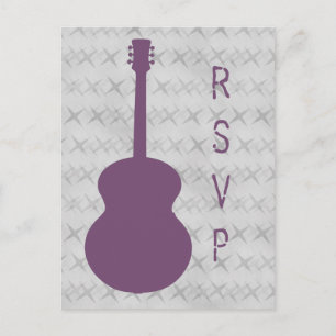 Cartão Postal De Convite Cartão-postal RSVP de Grunge de Violão Puro