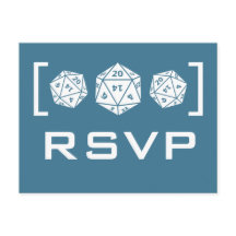 Cartão-postal RSVP de Jogador de Dice D20 Azul