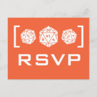 Cartão-postal RSVP de Jogador de Dice Laranja D20