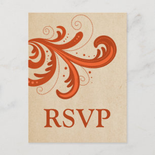 Cartão Postal De Convite Cartão-postal RSVP de Na moda cor laranja