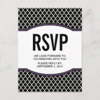 Cartão-postal RSVP de Quatrefoil Elegante Roxo