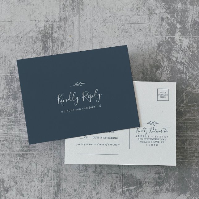 Cartão Postal De Convite Cartão-postal RSVP de Solicitação de Música Azul F (Criador carregado)