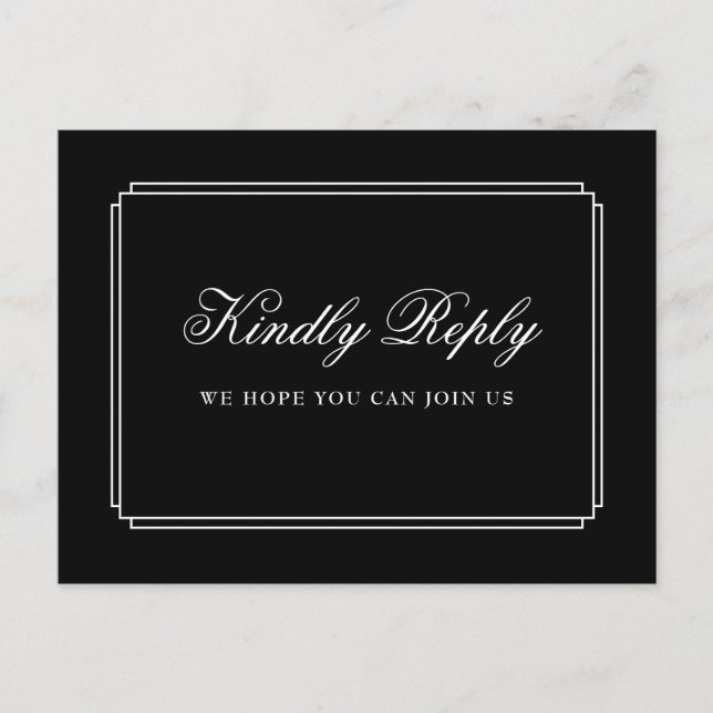 Cartão Postal De Convite Cartão-postal RSVP de Solicitação de Música Deco P (Frente)